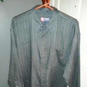 Black pin stripe long sleeve shirt.